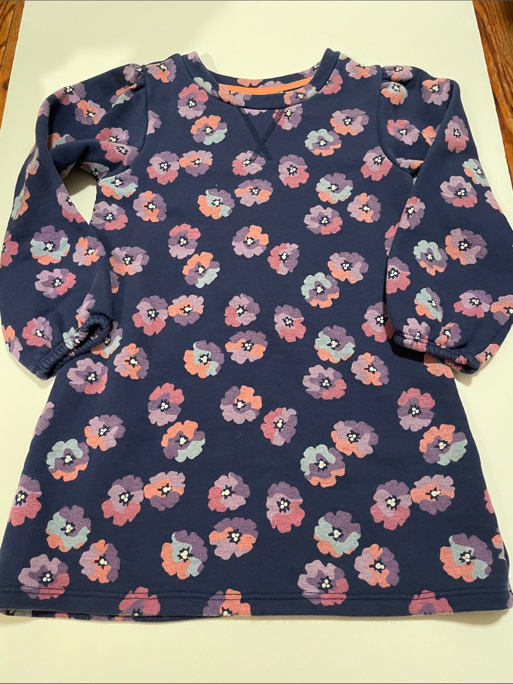 Epic Threads Toddler Girl Size 4T Navy Floral Detail Long-Sleeve Tunic Dress